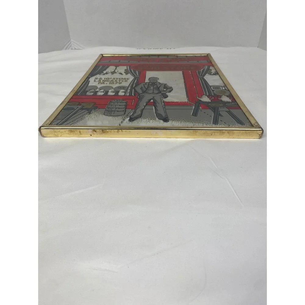 VTG Marsel Mirror Woolworths 5 and 10 Store Red Gold 12x16 Framed Bar Sign